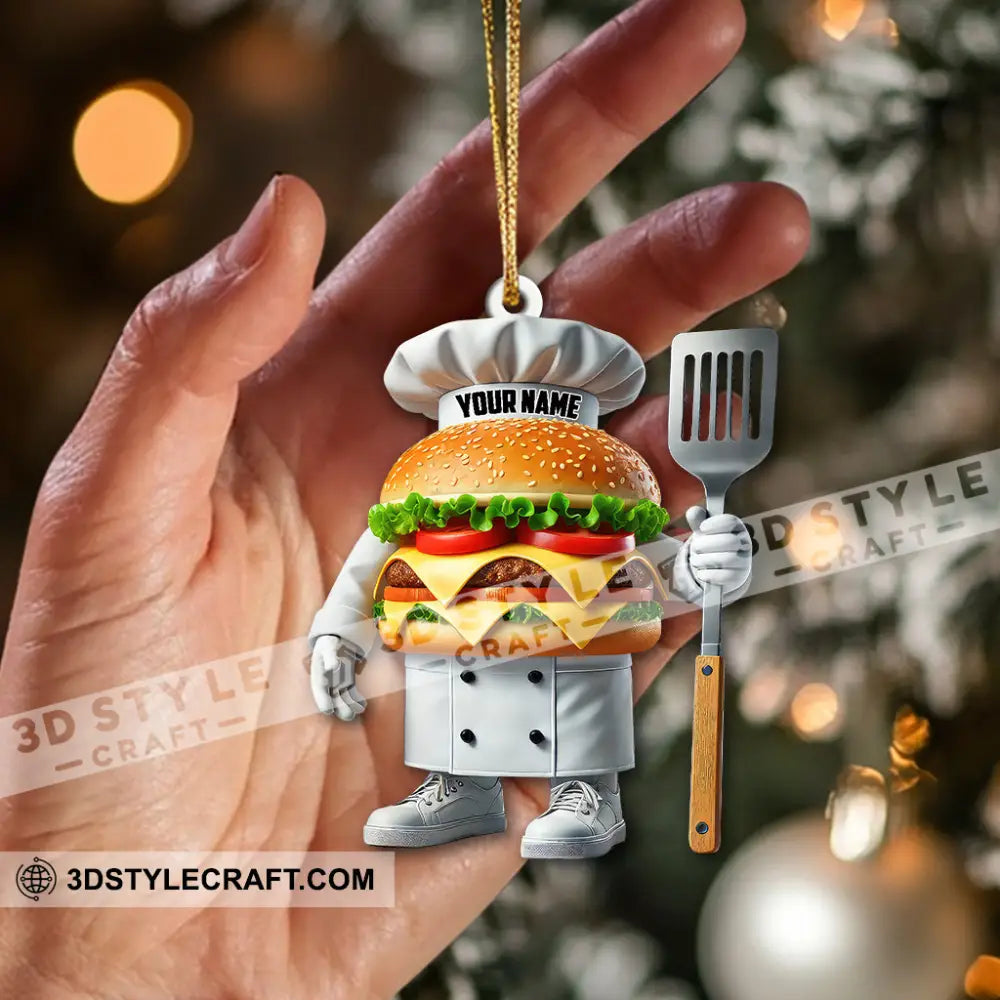 Custom Name Chef Santa Ornament Christmas Gift For Cooking Lover