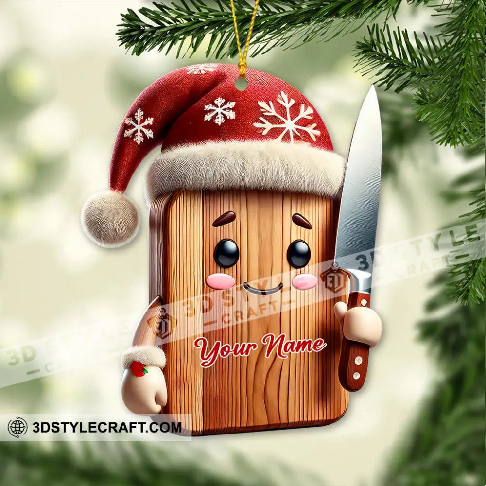 Custom Name Christmas Chef Ornament Gift For Cooking Lover 3.54’’ / 1