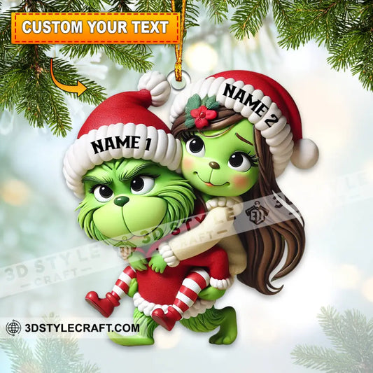 Custom Name Christmas Grinch Couple Ornament Lover Gift