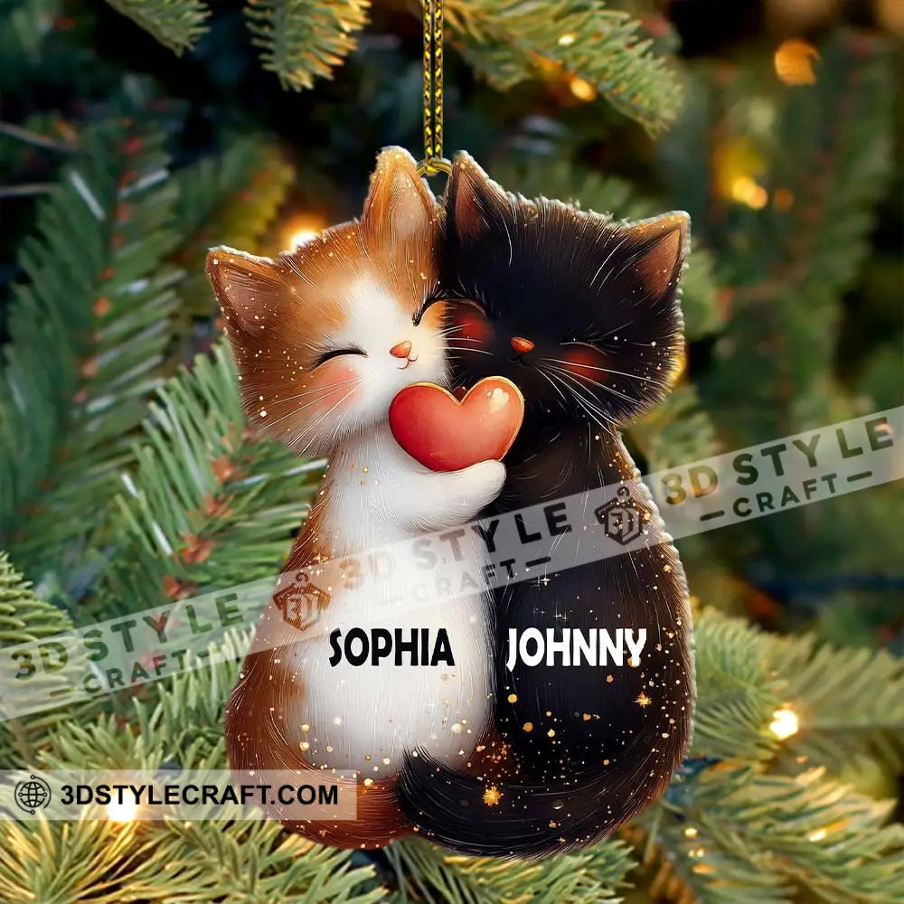 Custom Name Couple Cat Ornament Christmas Gift