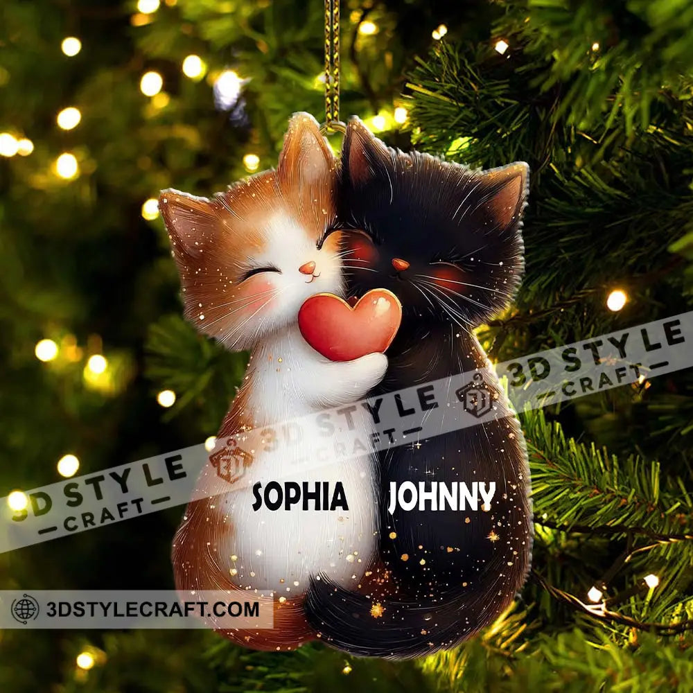 Custom Name Couple Cat Ornament Christmas Gift