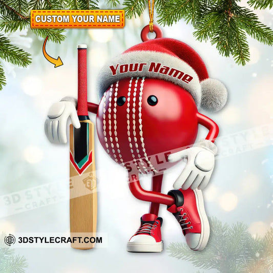 Custom Name Cricket Ball Ornament Lover Christmas Gift