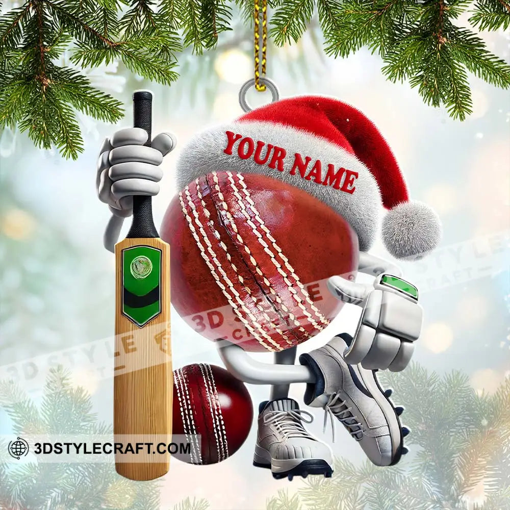 Custom Name Cricket Ball Ornament Lover Christmas Gift 3.54’’ / 1