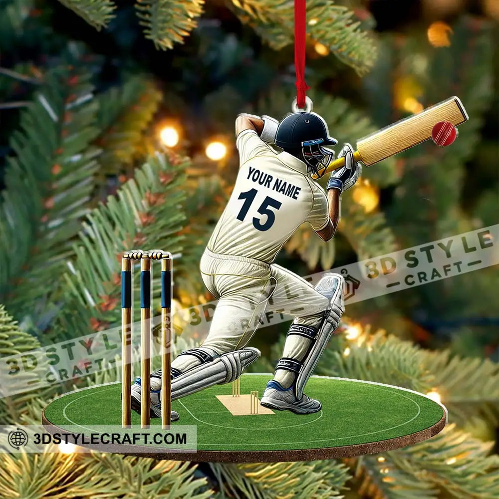 Custom Name Cricket Ball Ornament Lover Christmas Gift