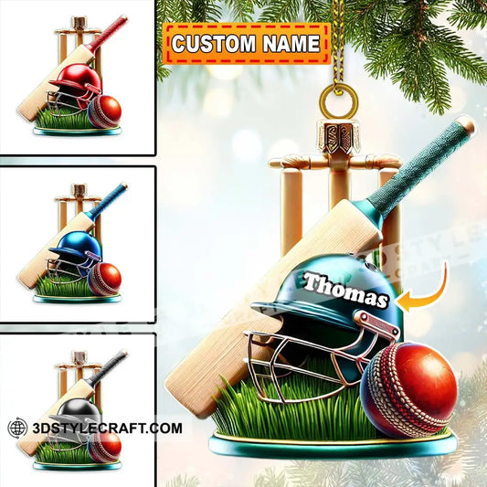 Custom Name Cricket Ball Ornament Lover Christmas Gift