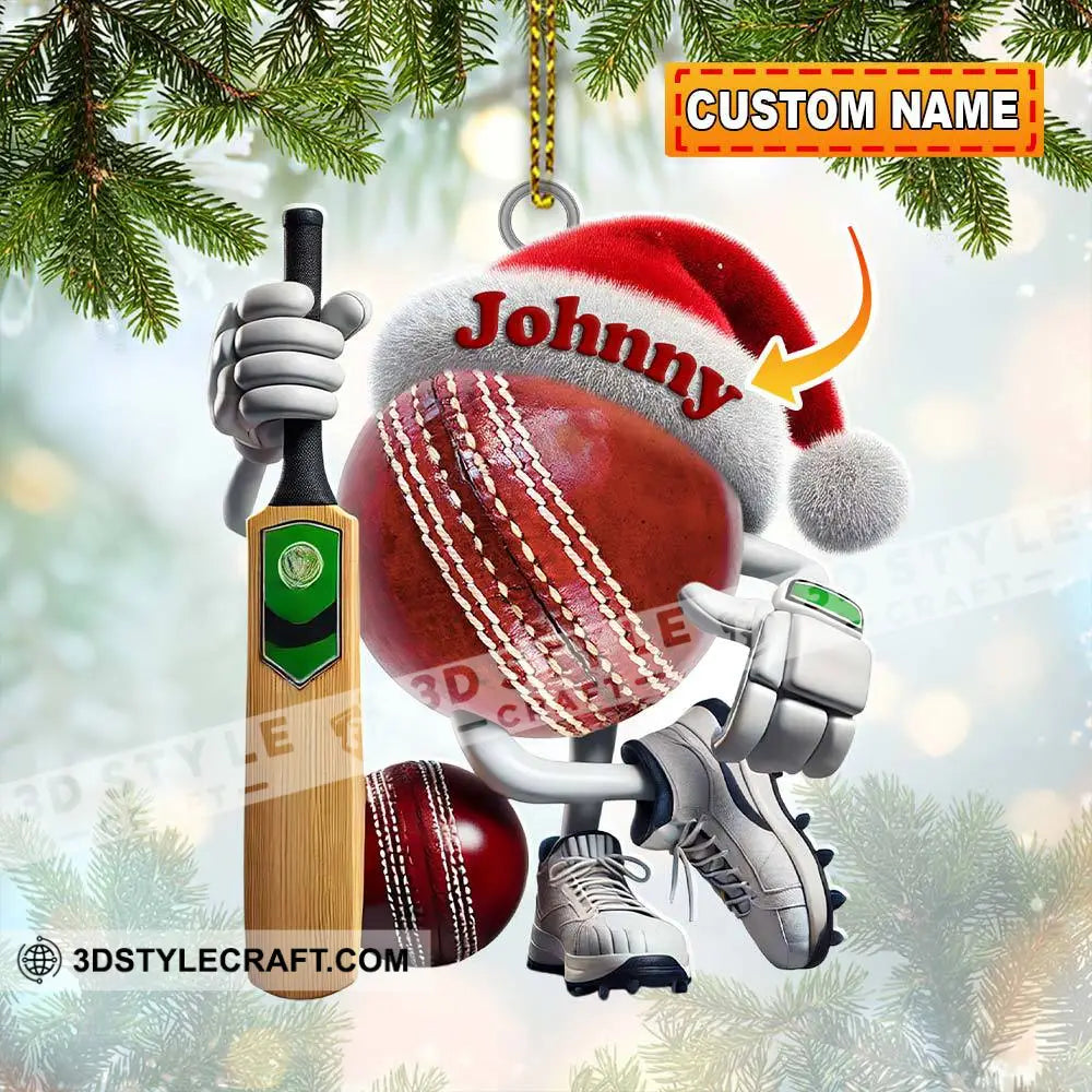 Custom Name Cricket Ball Ornament Lover Christmas Gift