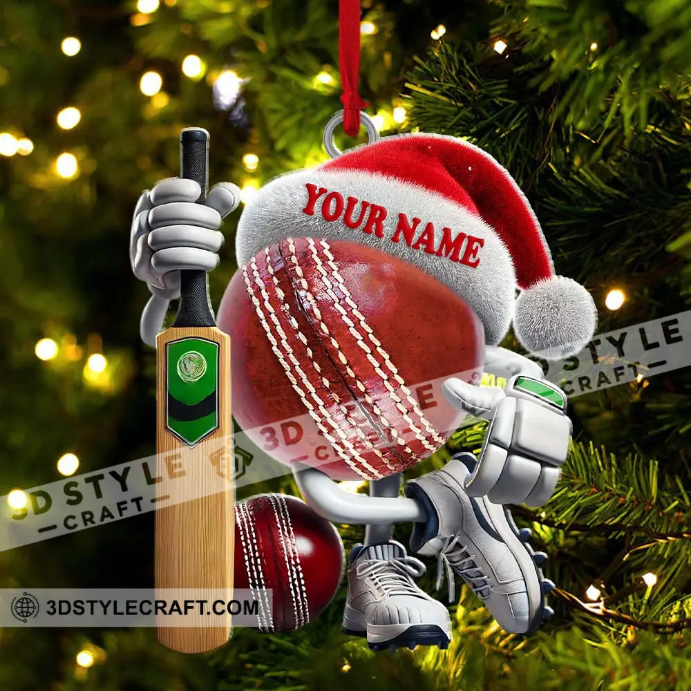 Custom Name Cricket Ball Ornament Lover Christmas Gift