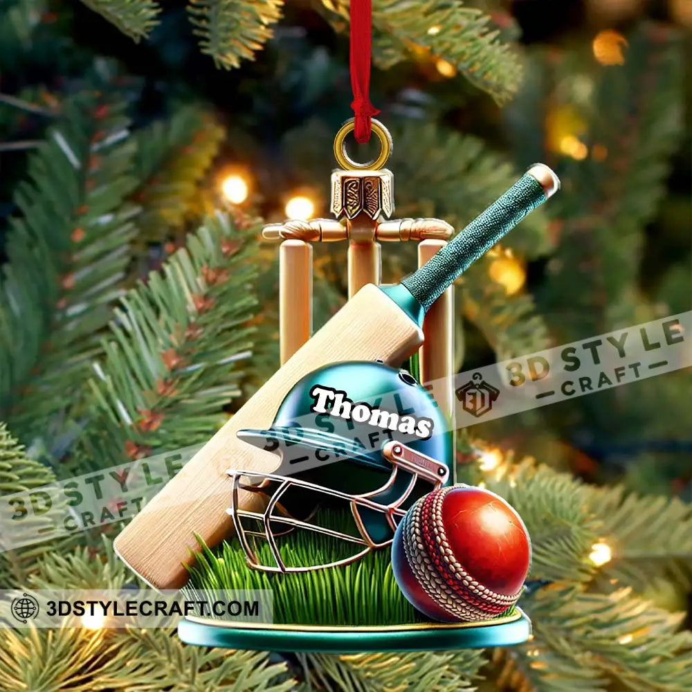 Custom Name Cricket Ball Ornament Lover Christmas Gift