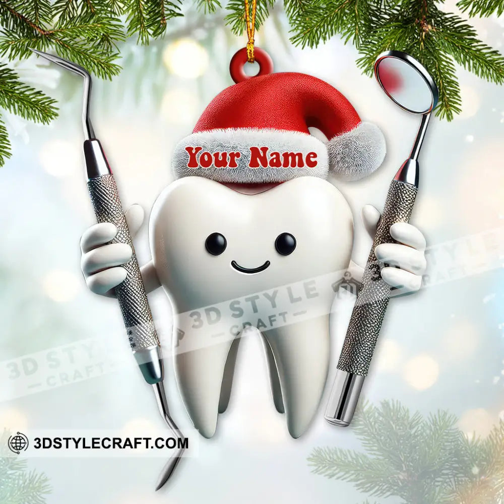 Custom Name Dentist Ornament Christmas Gift For 3.54’’ / 1