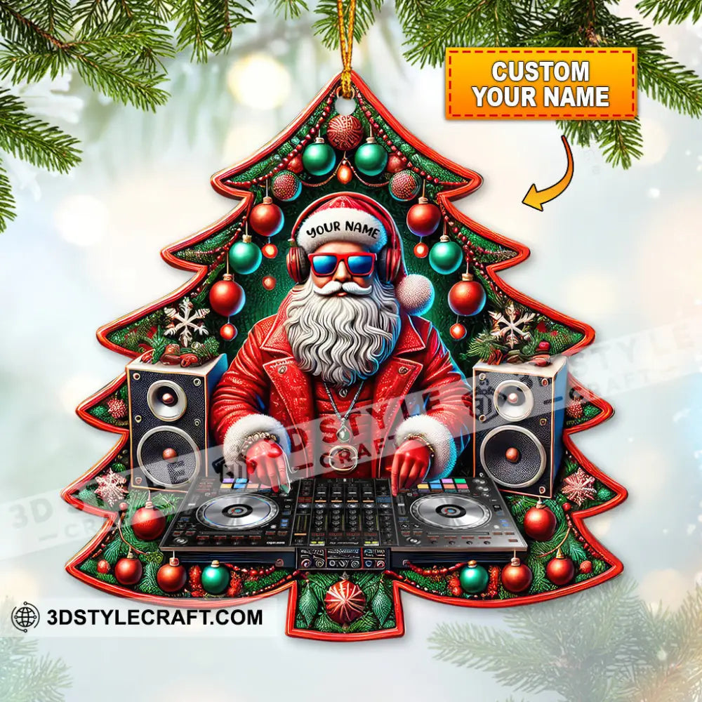 Custom Name Disc Jockey Santa Ornament Dj Christmas Gift