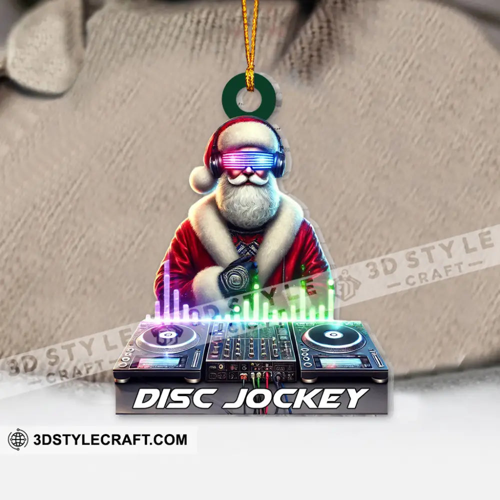 Custom Name Disc Jokey Ornament Gift For Dj Christmas 3.54’’ / 1