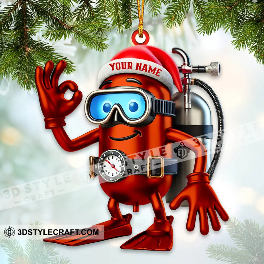 Custom Name Diving Santa Ornament Dive Lover Christmas Gift