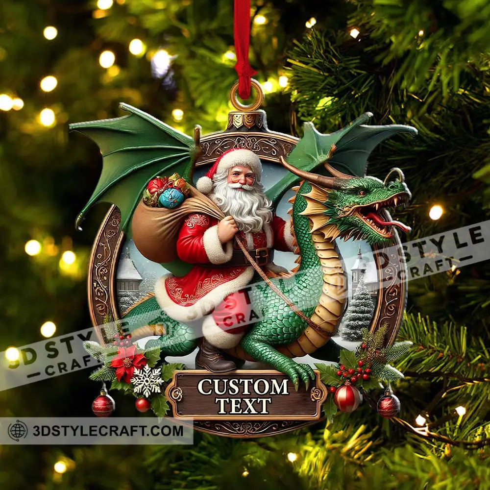 Custom Name Dragon Santa Ornament Christmas Gift For Lover