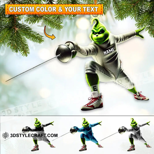 Custom Name Fencing Grinch Ornament Lover Christmas Gift