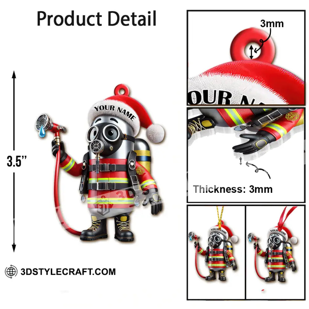 Custom Name Fire Fighter Ornament Christmas Gift