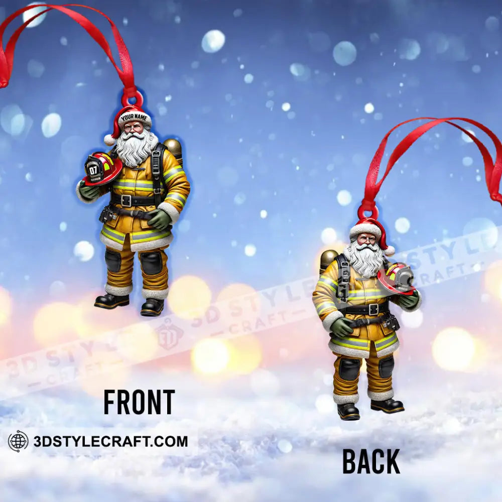 Custom Name Fire Fighter Ornament Christmas Gift