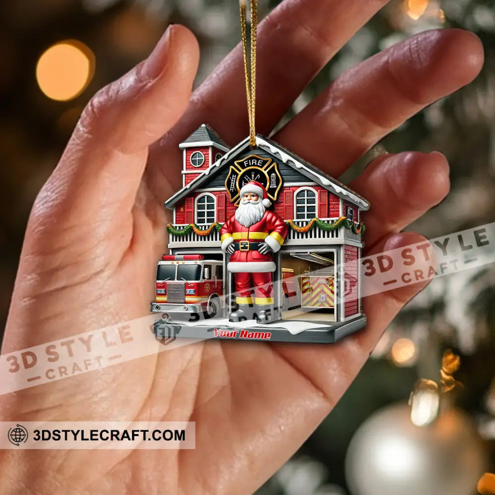 Custom Name Fire Fighter Ornament Christmas Gift