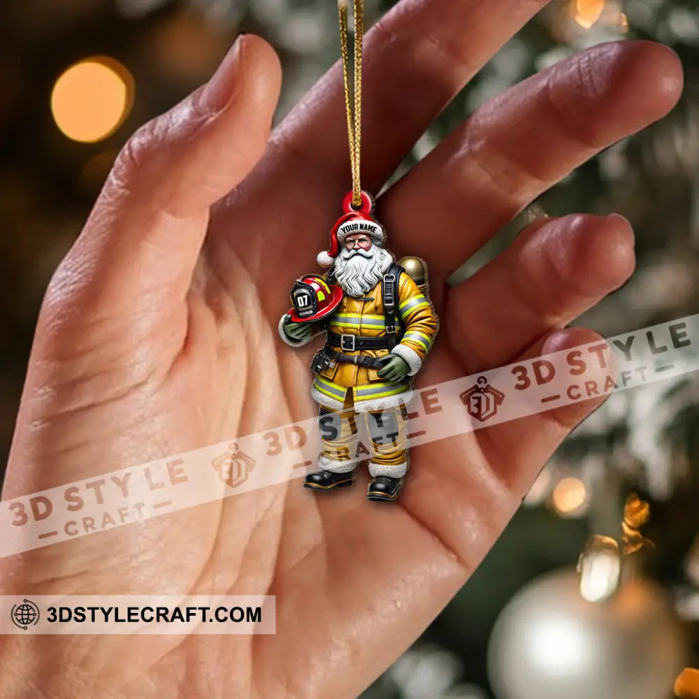 Custom Name Fire Fighter Ornament Christmas Gift