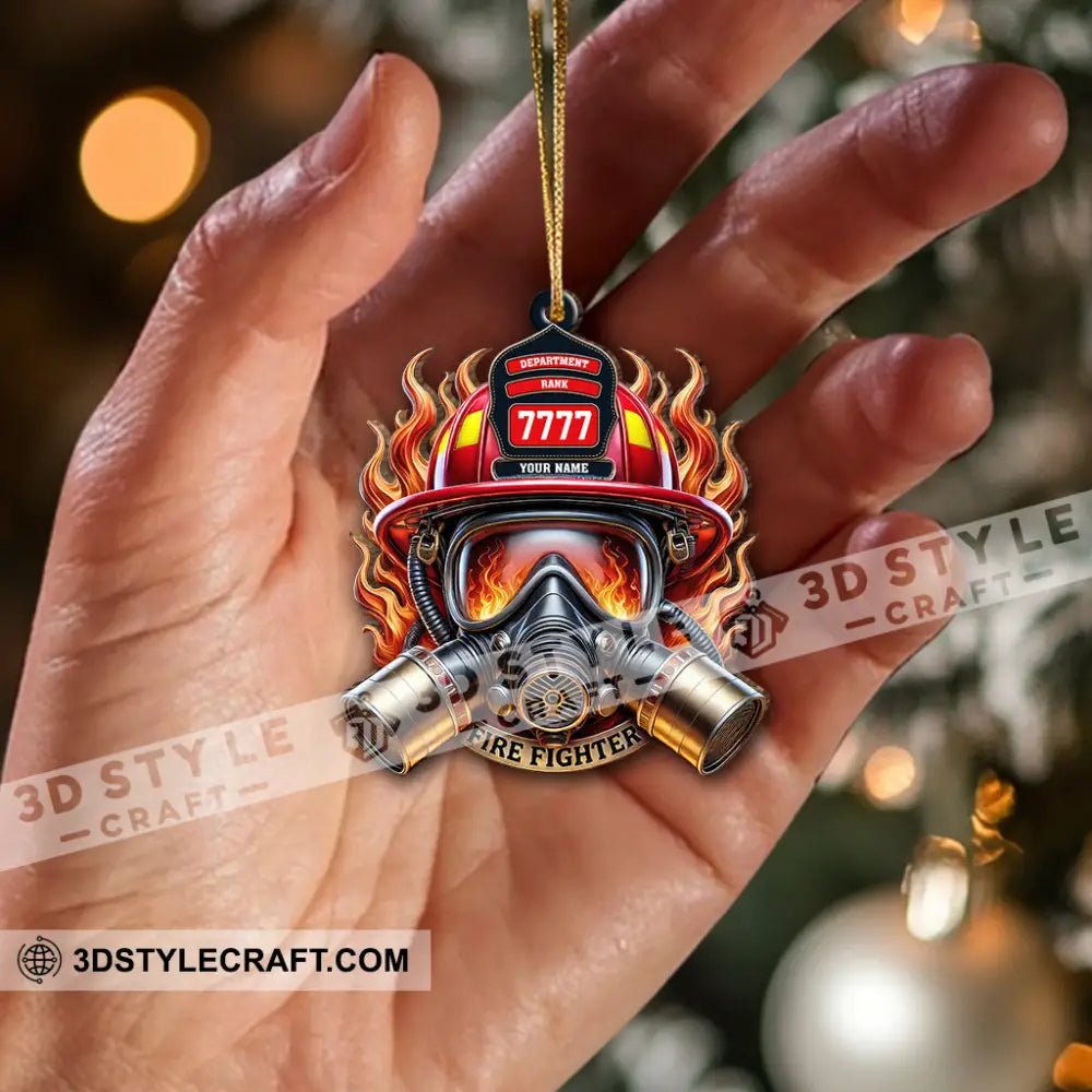 Custom Name Fire Fighter Ornament Christmas Gift