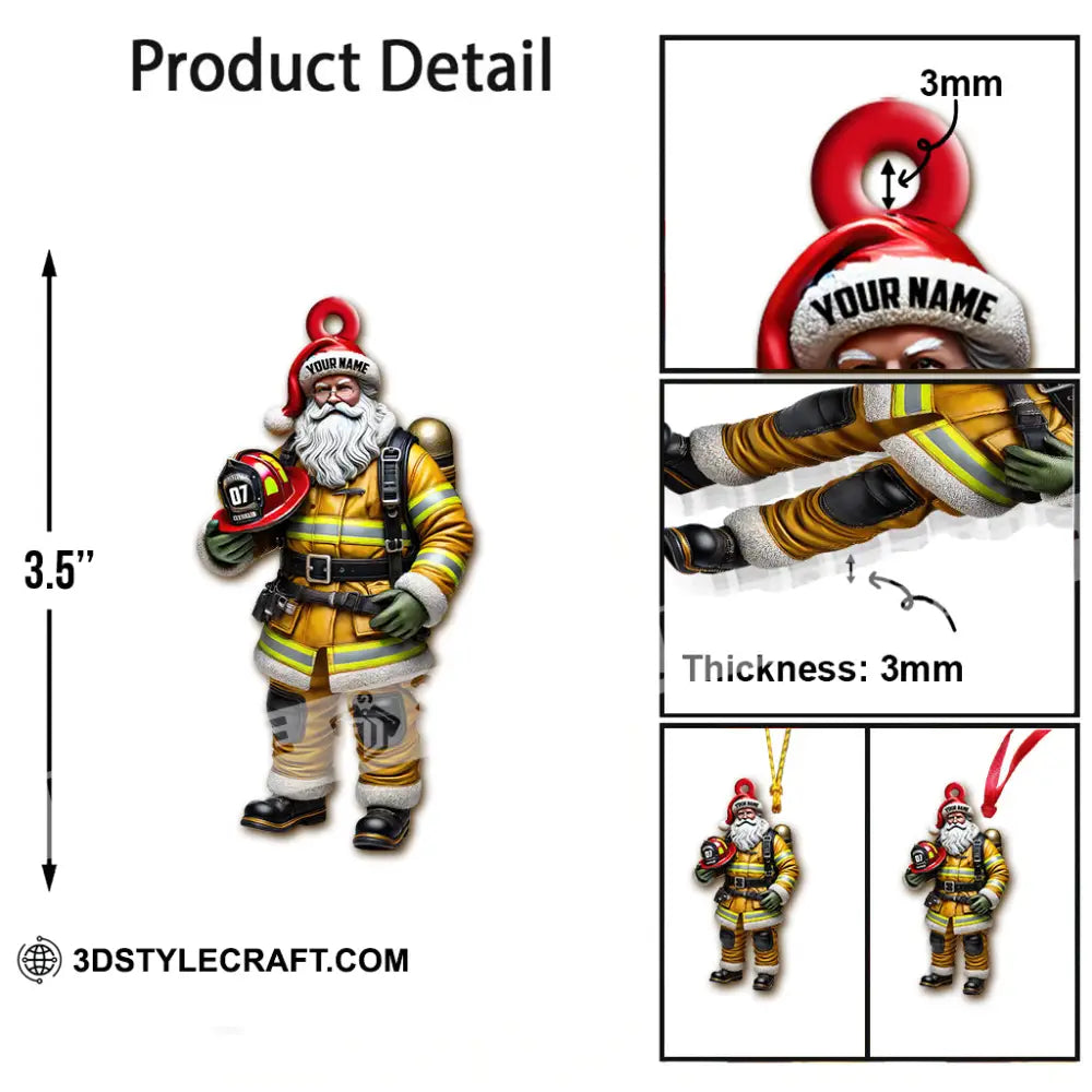 Custom Name Fire Fighter Ornament Christmas Gift