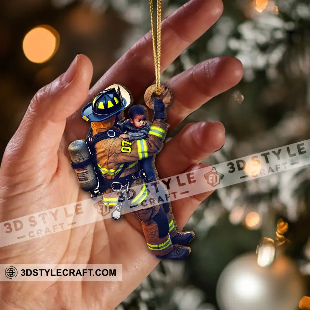 Custom Name Fire Fighter Ornament Gift 3.54’’ / 1