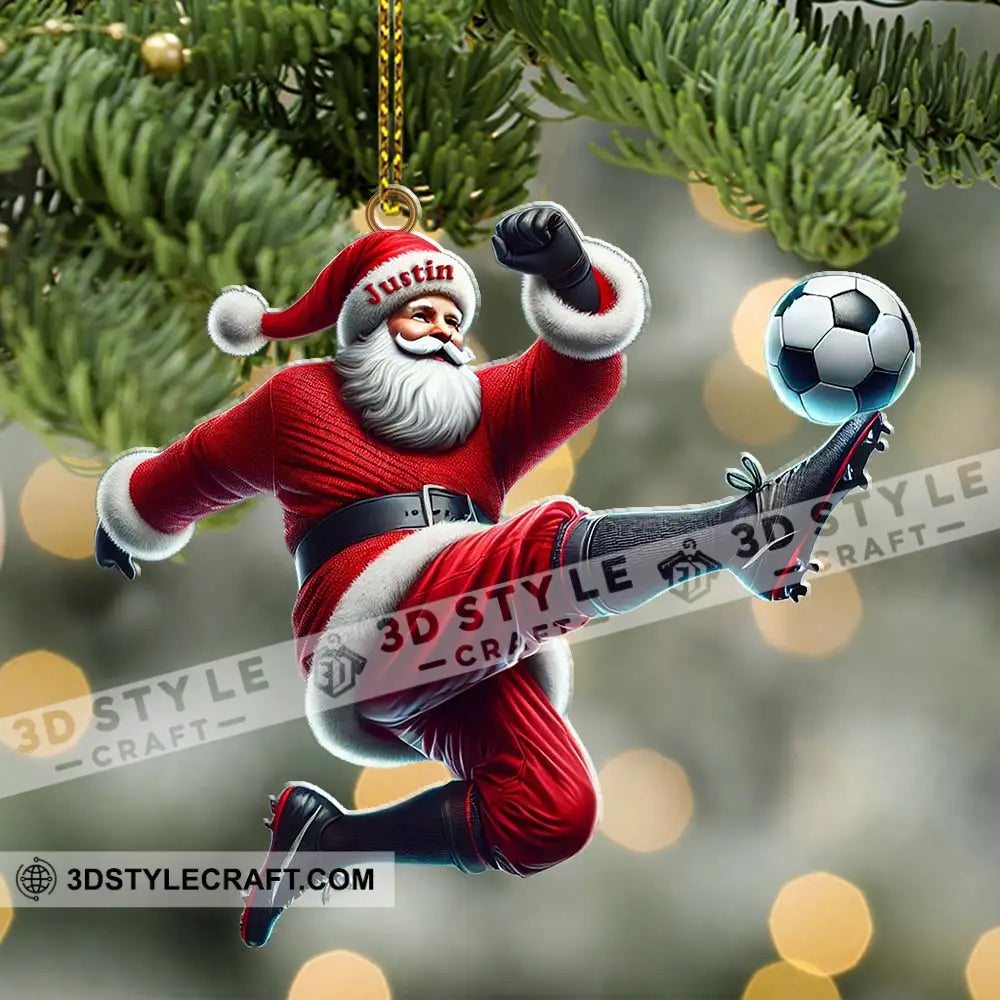 Custom Name Football Santa Ornament Christmas Gift