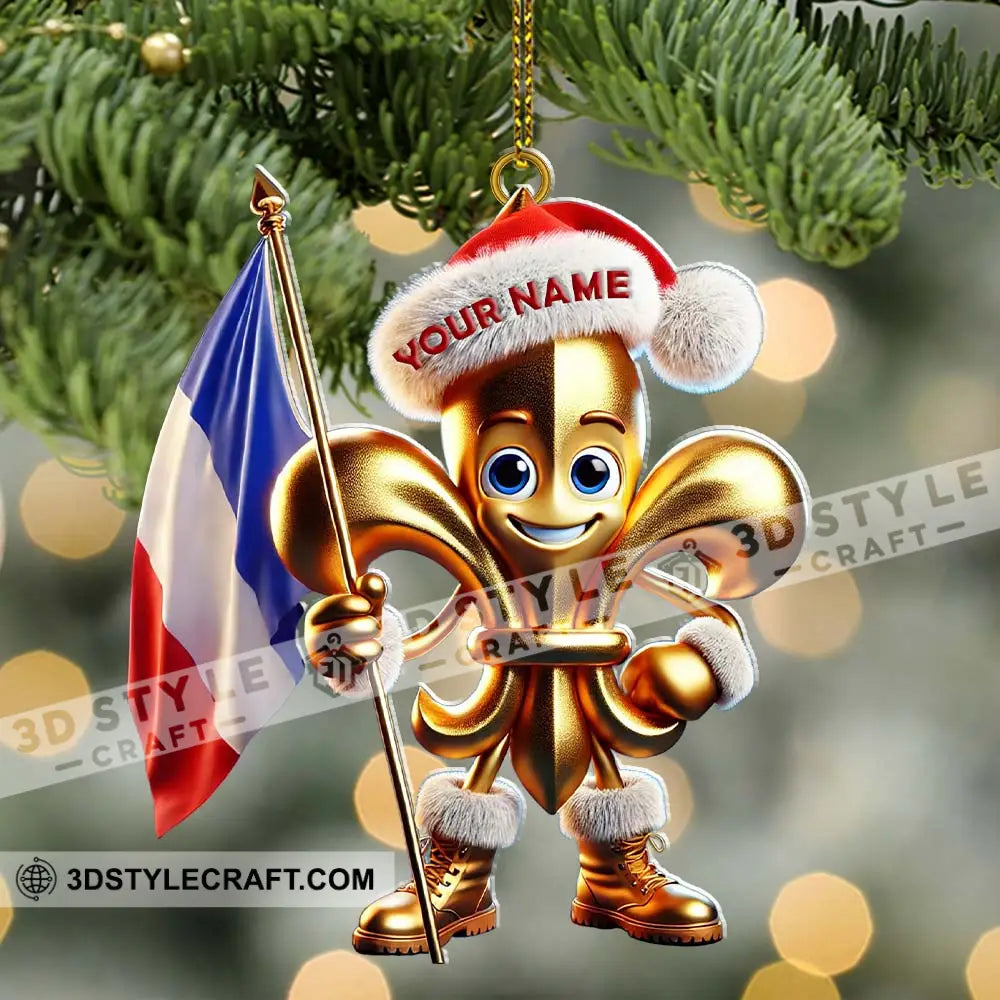 Custom Name France Ornament Lover Christmas Gift 3.54’’ / 1