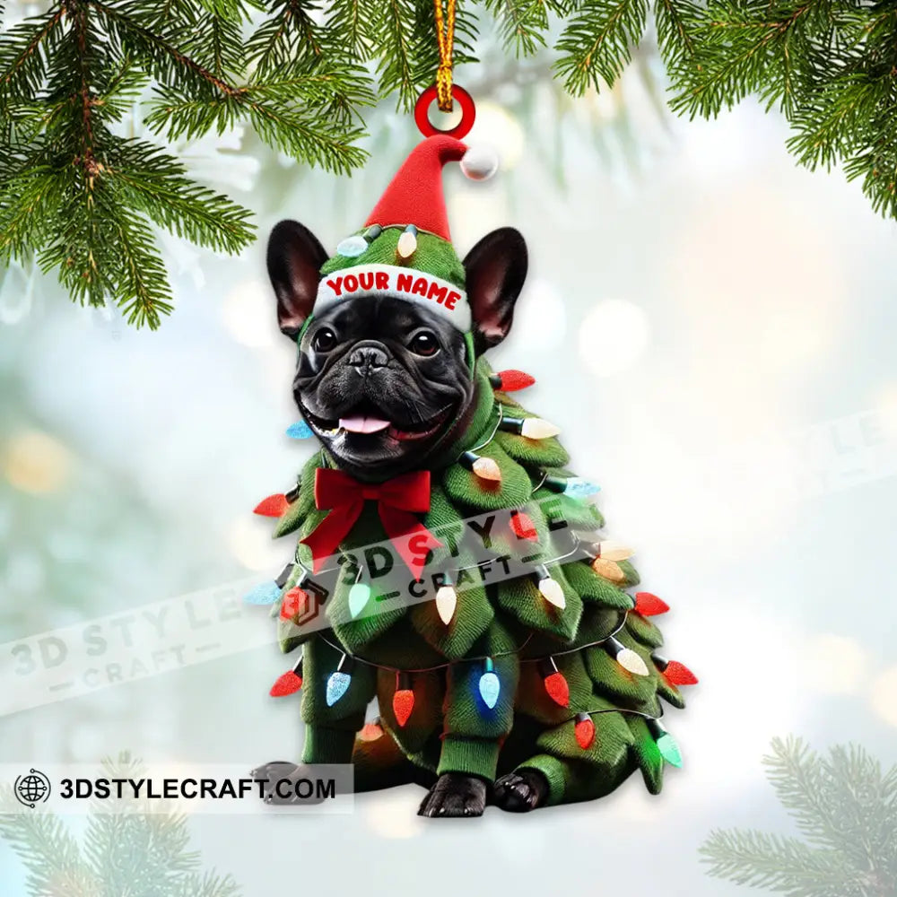 Custom Name French Bulldog Ornament Dog Christmas Gift Decoration 3.54’’ / 1