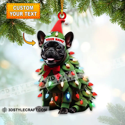 Custom Name French Bulldog Ornament Dog Christmas Gift Decoration