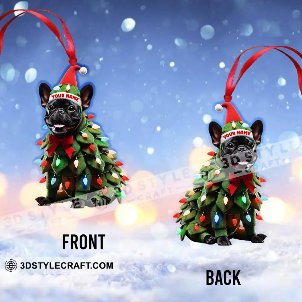 Custom Name French Bulldog Ornament Dog Christmas Gift Decoration