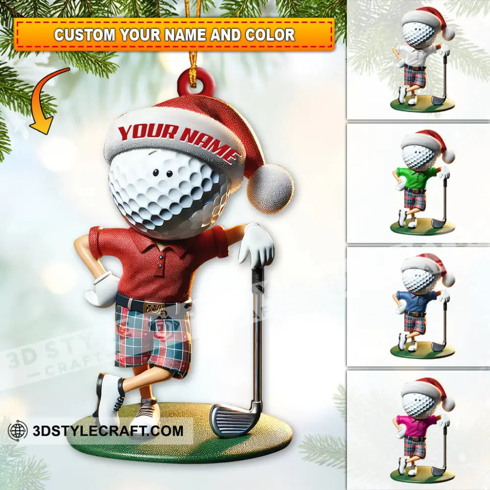 Custom Name Golf Santa Ornament Lover Christmas Gift