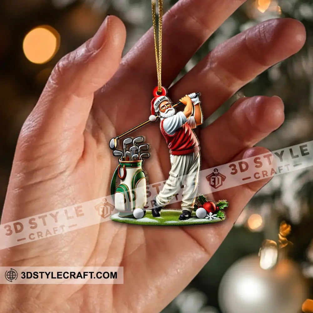 Custom Name Golf Santa Ornament Lover Christmas Gift