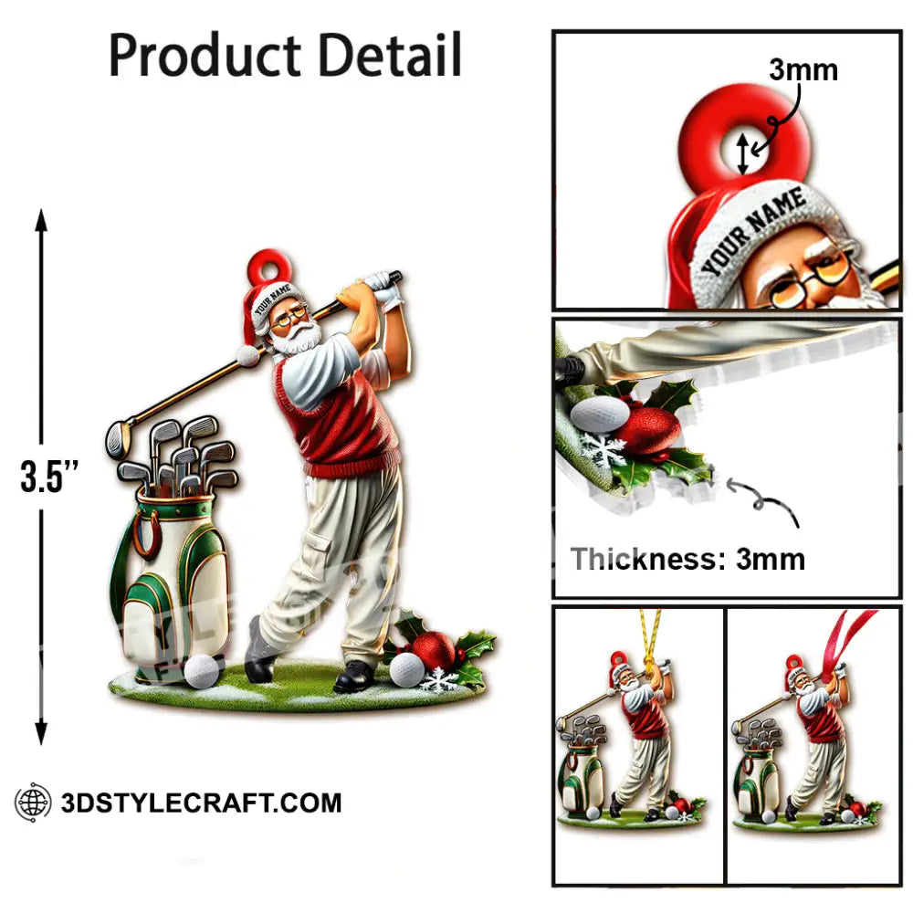 Custom Name Golf Santa Ornament Lover Christmas Gift