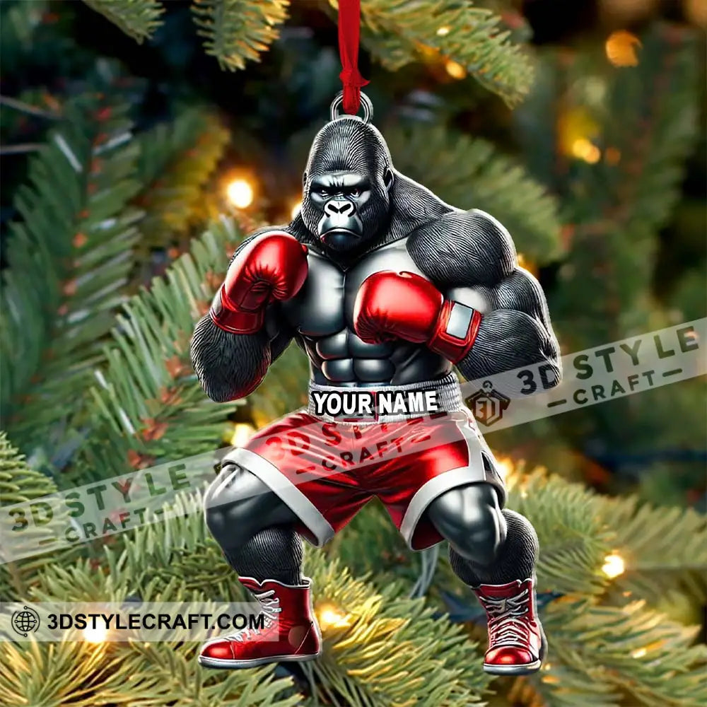 Custom Name Gorilla Boxing Ornament Christmas Gift Decoration