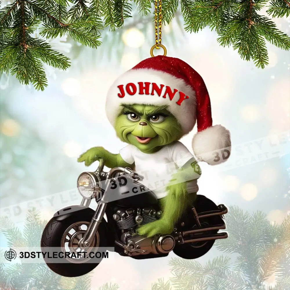 Custom Name Grinch Motocross Ornament Lover Christmas Gift 3.54’’ / 1