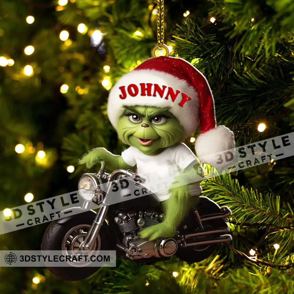 Custom Name Grinch Motocross Ornament Lover Christmas Gift