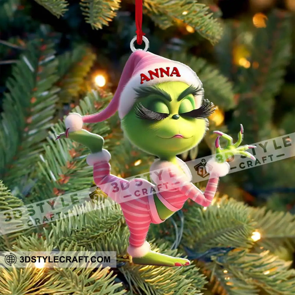 Custom Name Grinch Ornament Christmas Gift Decoration