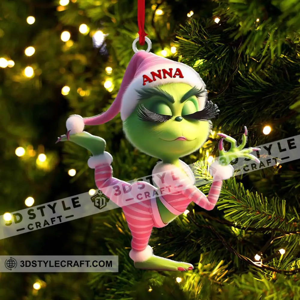 Custom Name Grinch Ornament Christmas Gift Decoration