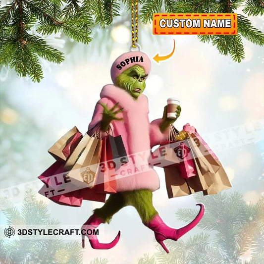 Custom Name Grinch Shopping Ornament Christmas Gift