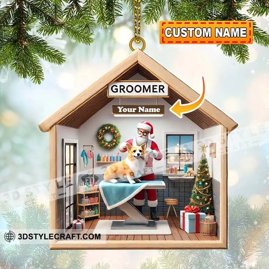 Custom Name Groomer Ornament Christmas Decoration For Pet Shop