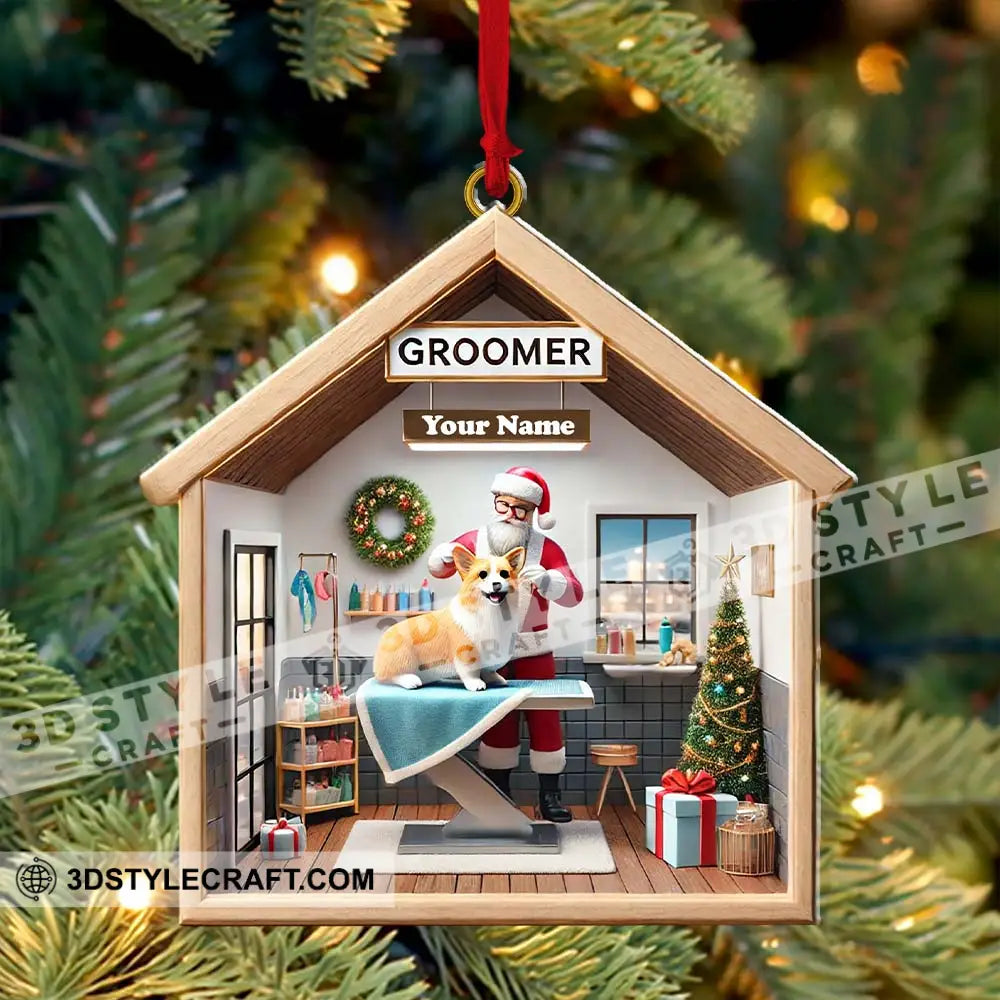 Custom Name Groomer Ornament Christmas Decoration For Pet Shop