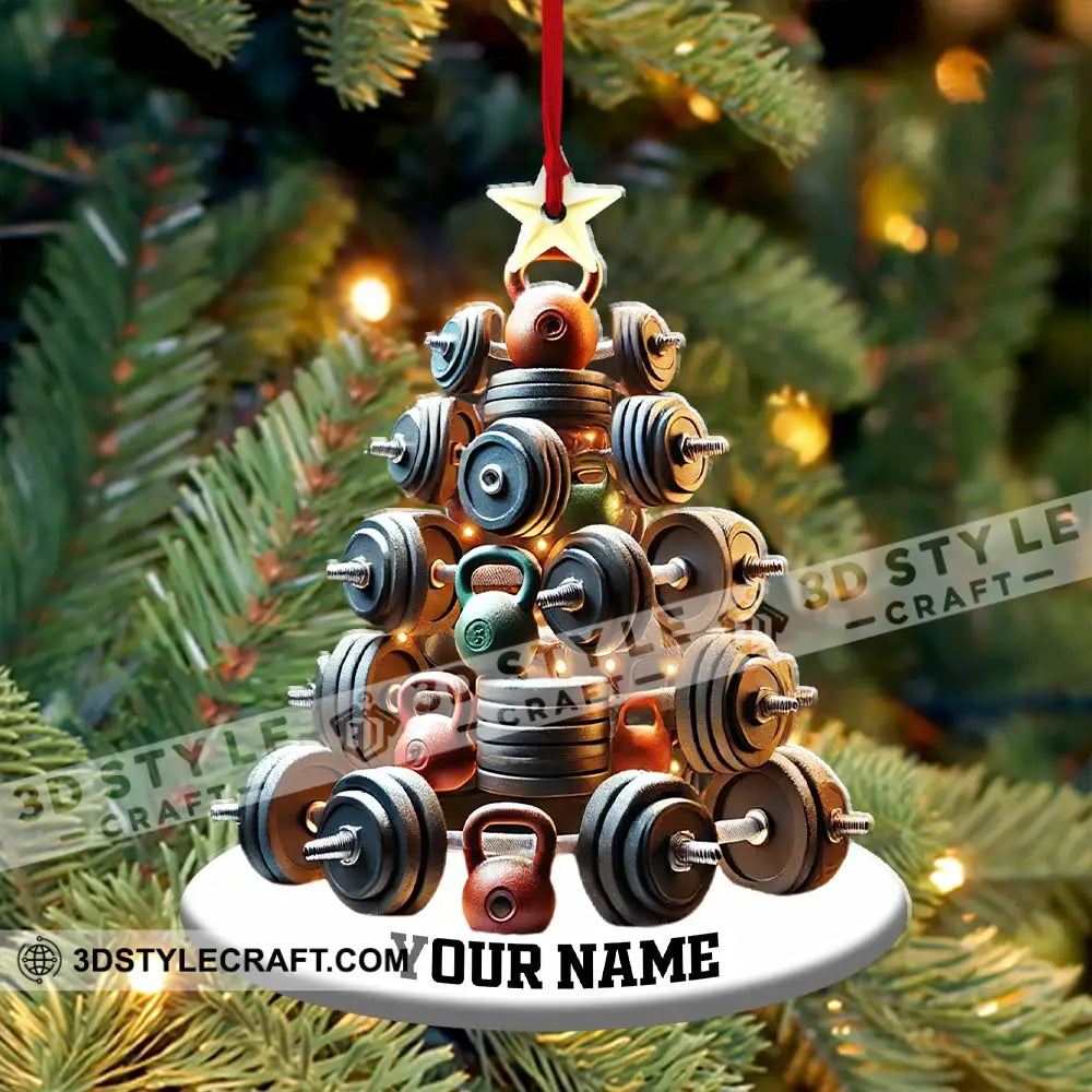 Custom Name Gym Work Out Ornament Weightlifting Gymnastics Christmas Gift