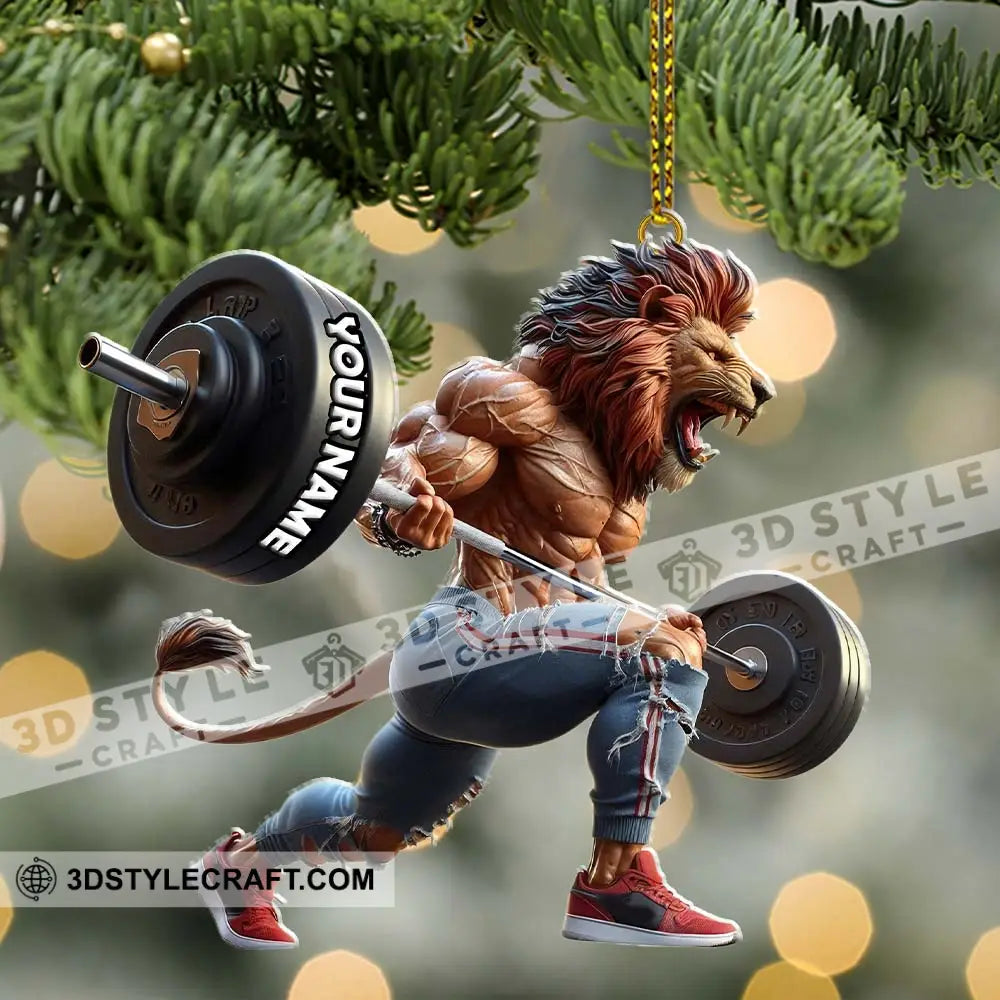 Custom Name Gym Work Out Santa Ornament Gymnastics Christmas Gift