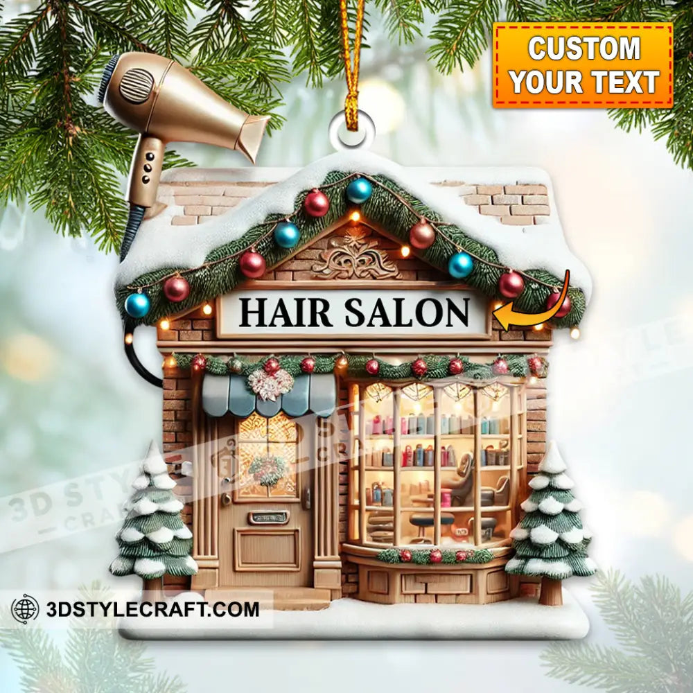 Custom Name Hair Salon Ornament Hairdresser Christmas Gift