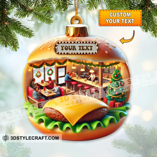 Custom Name Hamburger Ornament Christmas Gift Decoration