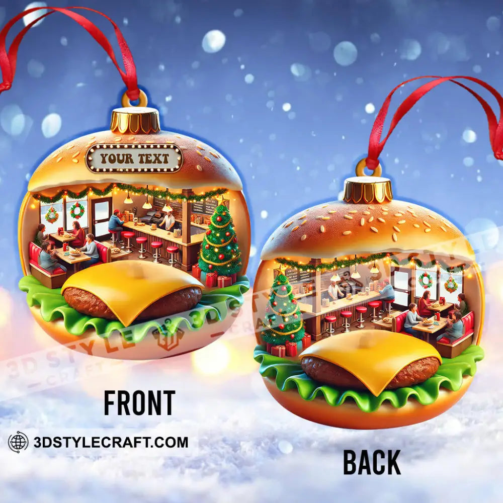 Custom Name Hamburger Ornament Christmas Gift Decoration