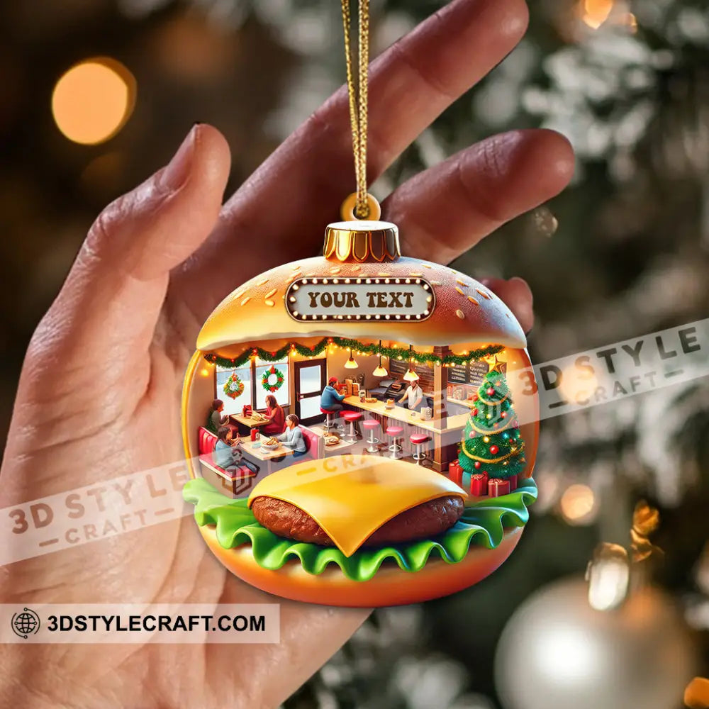 Custom Name Hamburger Ornament Christmas Gift Decoration