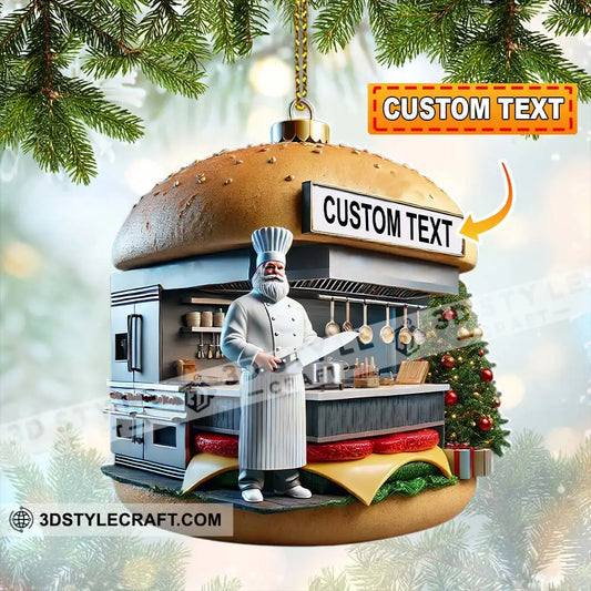 Custom Name Hamburger Shop Ornament Hot Dog Santa Christmas Gift