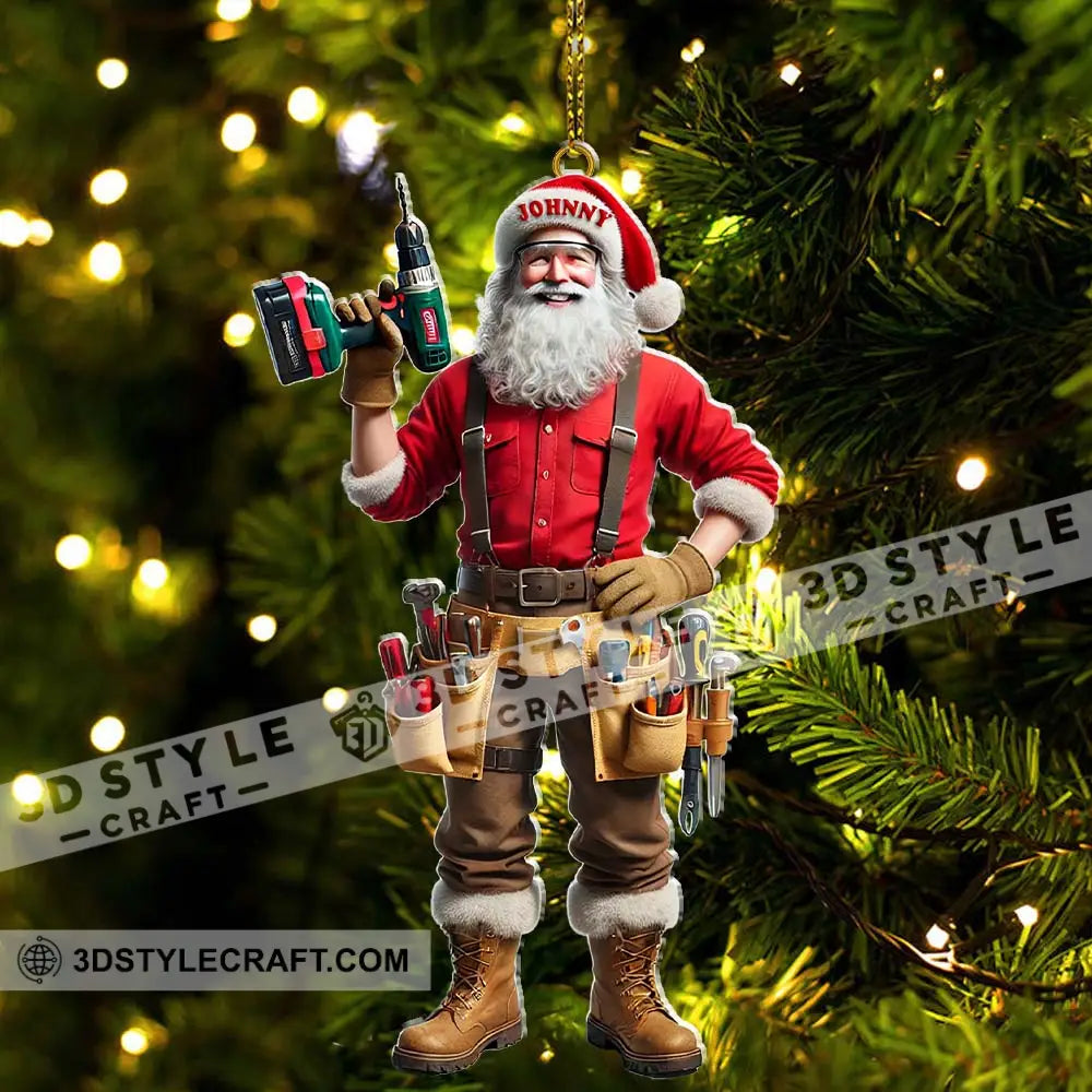 Custom Name Handyman Santa Ornament Christmas Gift