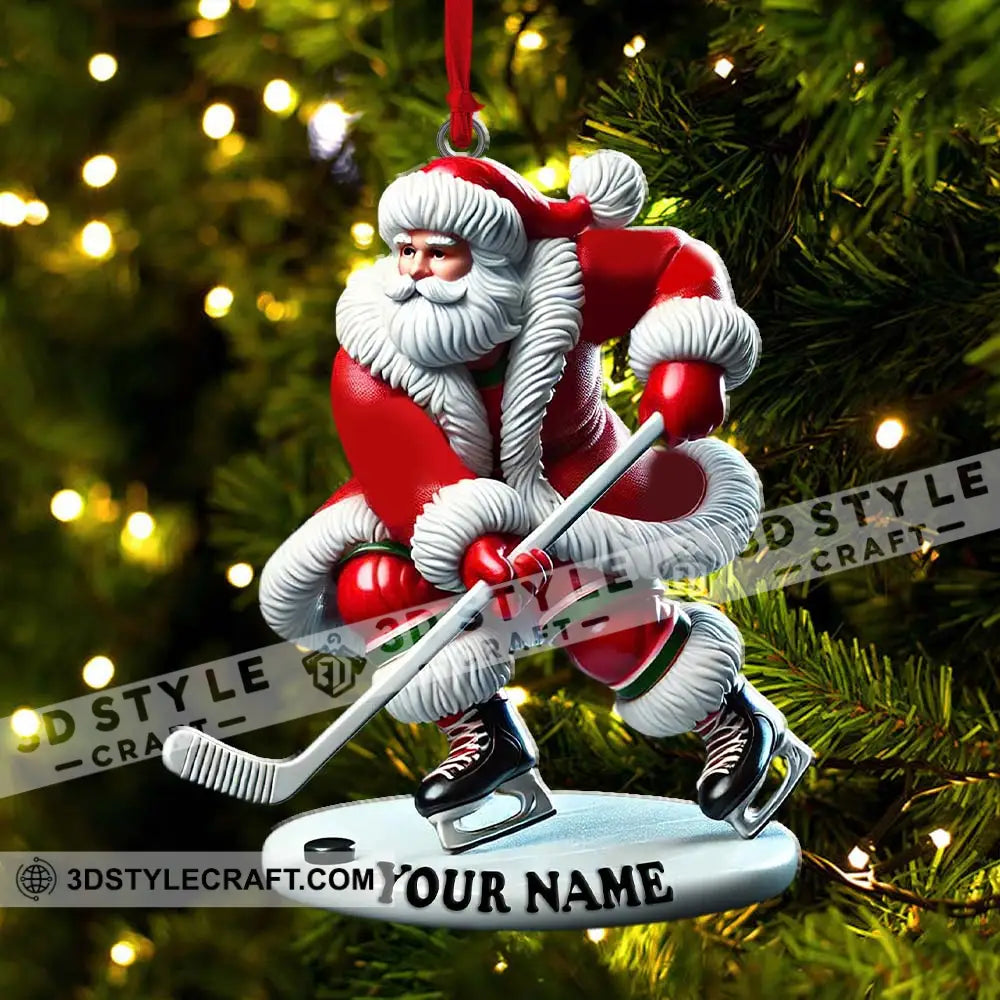 Custom Name Hockey Santa Ornament Lover Christmas Gift